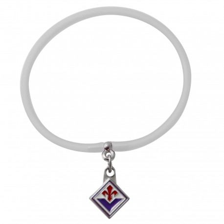 BRACCIALETTO ROSSO IN SILICONE CON PENDAGLIO SMALTATO LOGO FIORENTINA