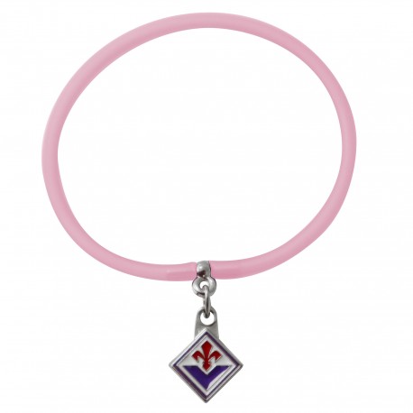 BRACCIALE ROSA IN SILICONE CON CIONDOLO SMALTATO