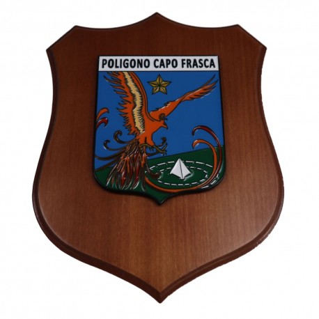 CREST IN METALLO SMALTATO BASE LEGNO CL3 22 X 17 CM POLIG CAPO FRASCA