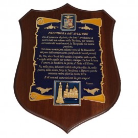 CREST IN METALLO SMALTATOBASE LEGNO CL3 22 X 17 CM PREGHIERA