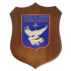 CREST IN METALLO SMALTATO BASE LEGNO CL3 22,5X17,5 CM SERVIZIO SUPPORTI