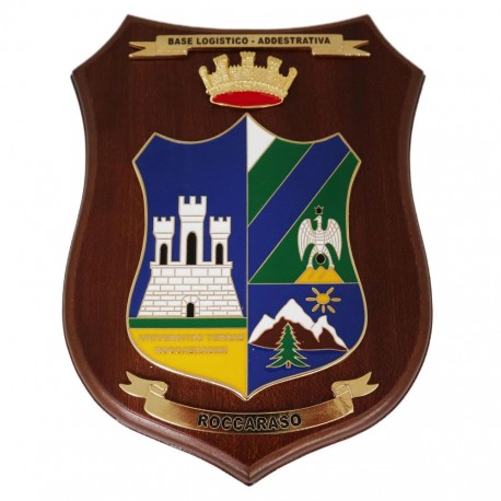 CREST IN METALLO SMALTATO LEGNO CL26 X 18,5 CM BASE LOGISTICO ROCCARASO
