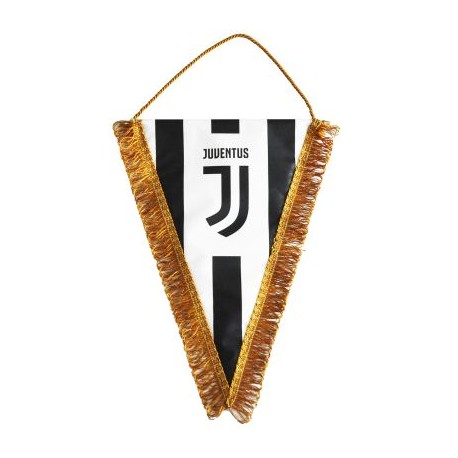 GAGLIARDETTO TRIANGOLARE GRANDE 25X35 CM RIGHE E LOGO UFFICIALE JUVENTUS