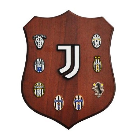 CREST IN LEGNO CON LOGO UFFICIALE E MARCHI STORICI JUVENTUS