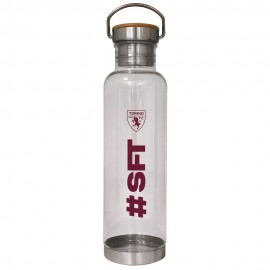 BORRACCIA TRITAN TRASPARENTE TAPPO ACCIAIO E BAMBU' SCRITTA SFT 800 ML