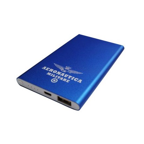 POWERBANK IN ALLUMINIO BLU A.M., BATTERIA LITIO DA 4000 MAH, CAVO USB INCLUSO DIMENSIONI 6,5X11X0,9 CM