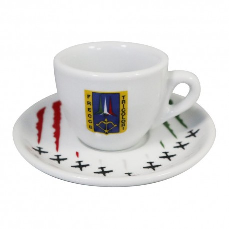 TAZZINA DA CAFFE' CON PIATTINO LOGO FRECCE TRICOLORI