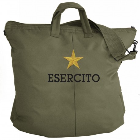 BORSA PORTACASCO VERDE CON LOGO RICAMATO E.I.