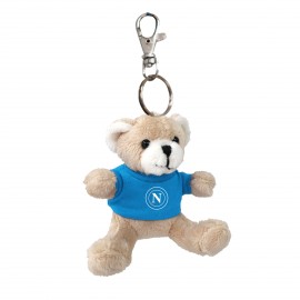 ORSETTO PORTACHIAVI PELUCHE H 8CM CON MAGLIA CELESTE CON LOGO BIANCO NAPOLI