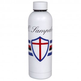 BORRACCIA TERMICA BIANCA IN ACCIAIO INOX LOGO SCUDO RIGHE SAMPDORIA
