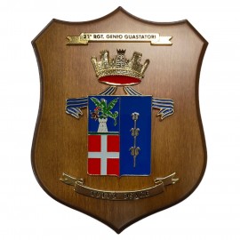 CREST IN METALLO SMALTATO LEGNO CL3 22 X 17 CM 21 RGT GENIO GUASTATORI