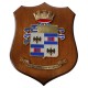 CREST IN METALLO SMALTATO BASE LEGNO 22,5X17,5CM BTG ALPINI AQUILA