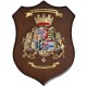 CREST IN METALLO SMALTATO BASE LEGNO 22,5X17,5CM 1 REGGIMENTO GRANATIERI