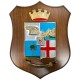 CREST IN METALLO SMALTATO BASE LEGNO 22,5X17,5CM 1 RGT TRASMISSIONI