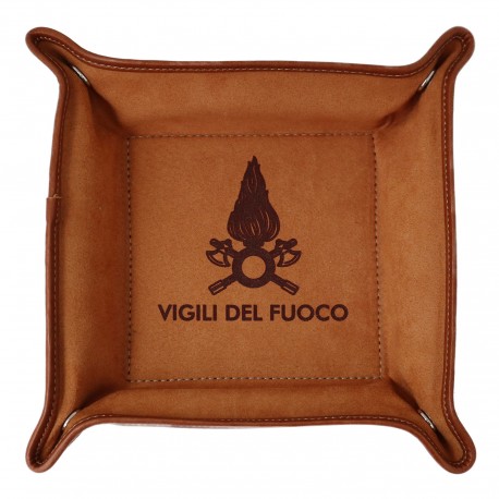 VUOTATASCHE IN PELLE MARRONE VIGILI DEL FUOCO DIMENSIONE DISTESO 22X22 CM